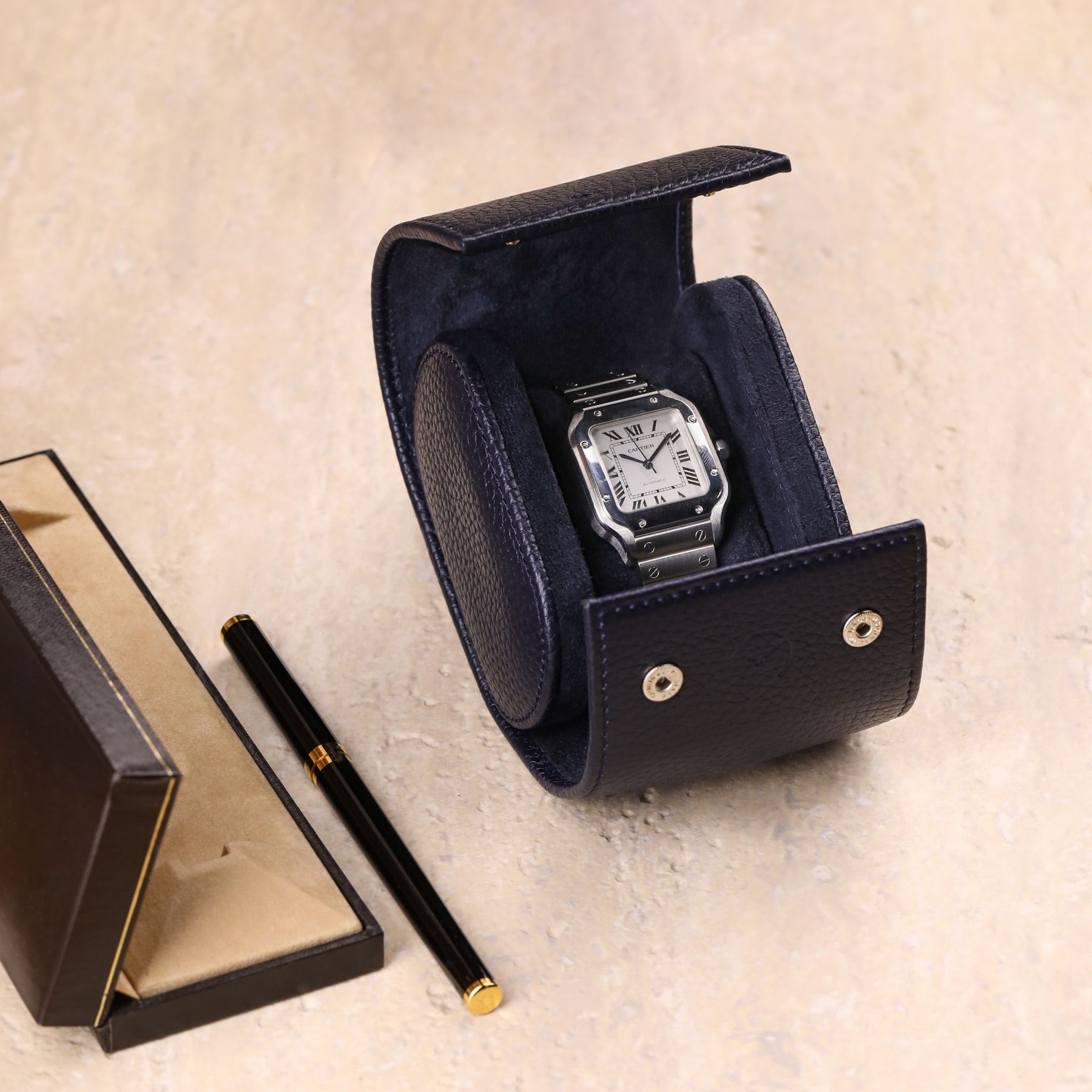 Mare: Blue Leather Watch Roll for 1 Watch