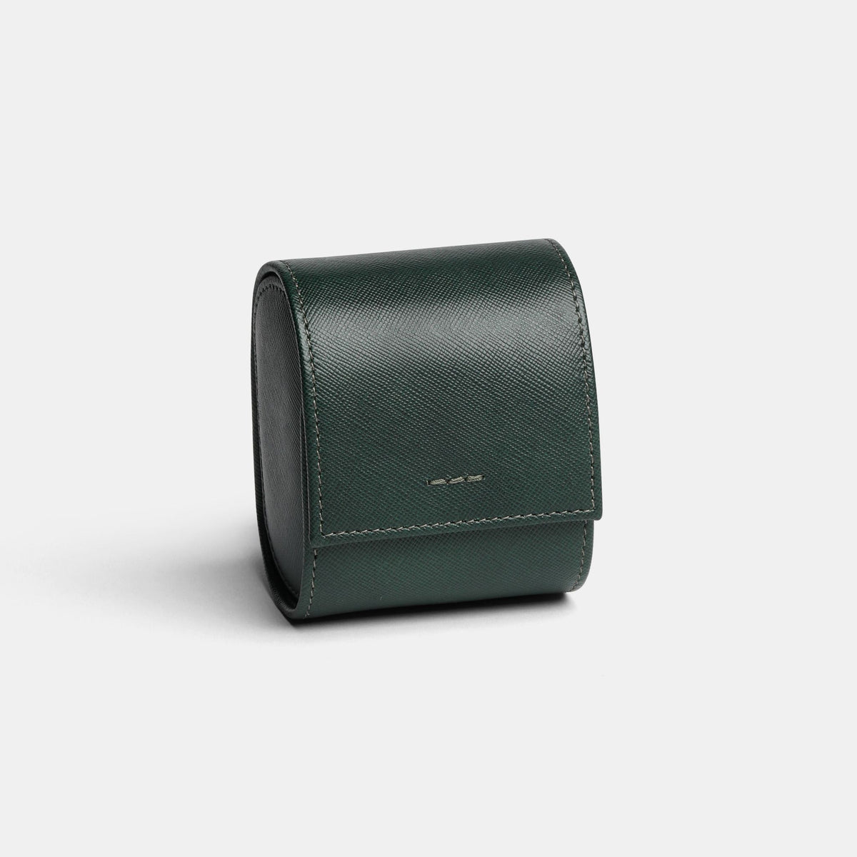 Roll porta orologi da 1 orologio in pelle saffiano verde con ricamo verde selva