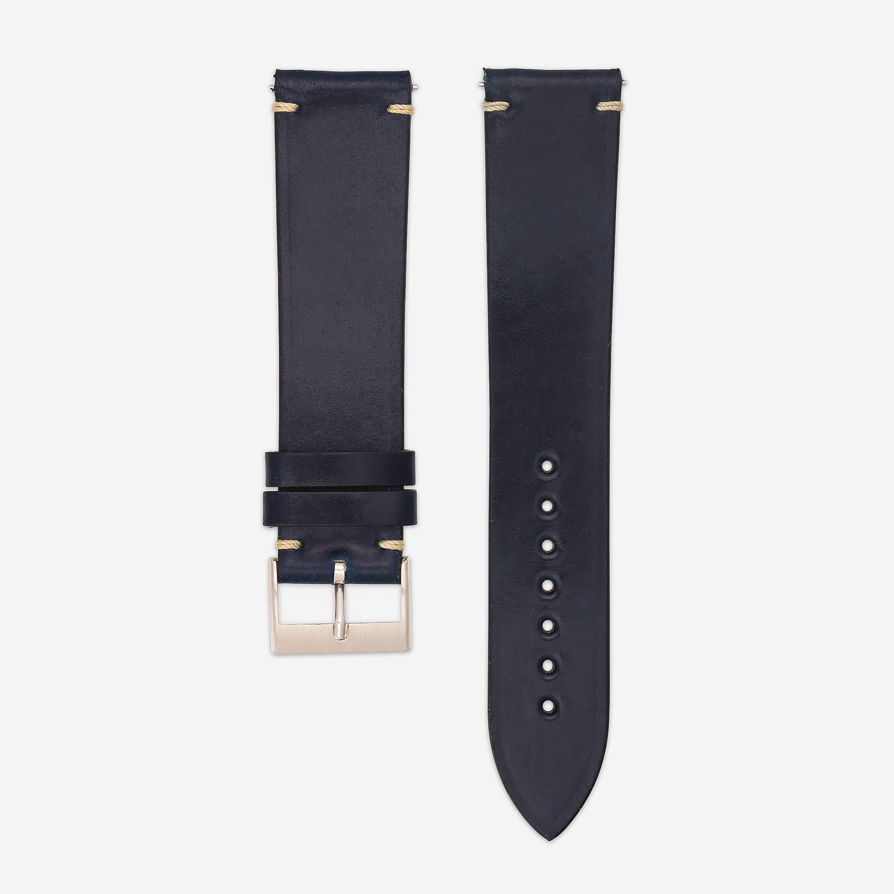 Seta Blu: Blue Cordovan Strap with Rope Stitches
