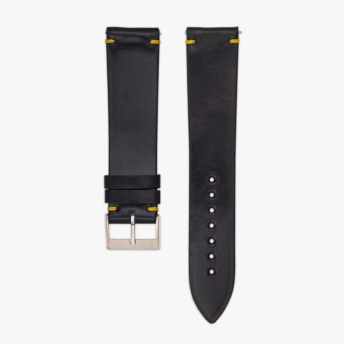 Pantera: Black Cordovan Strap with Yellow Stitchings