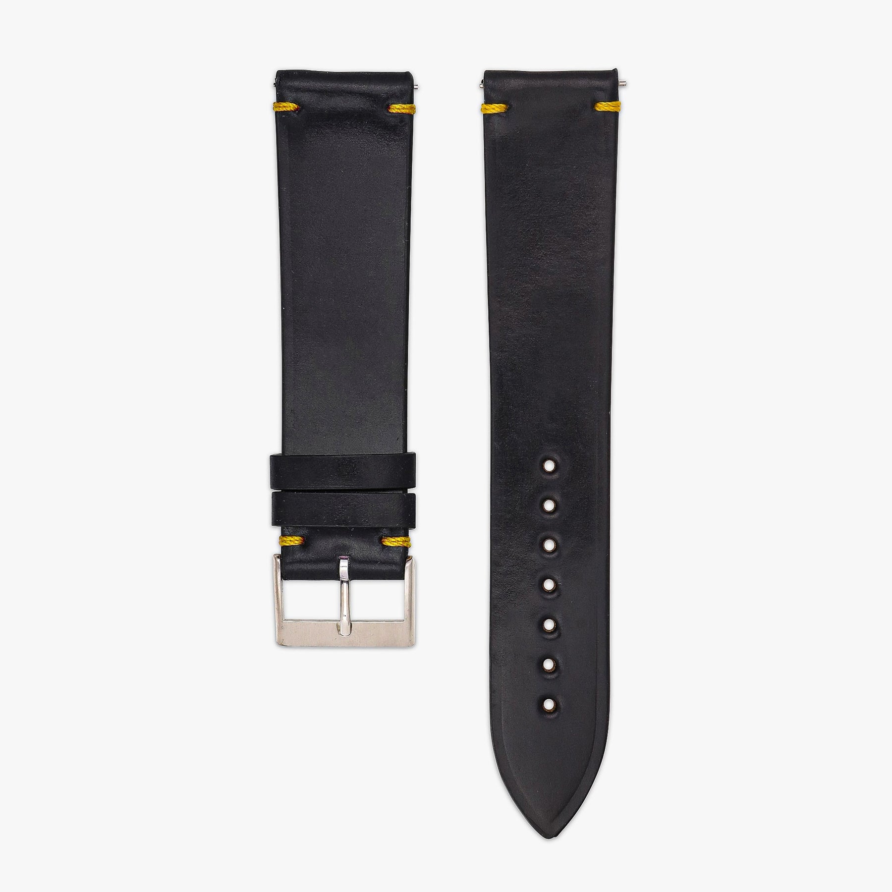 Pantera: Black Cordovan Strap with Yellow Stitchings