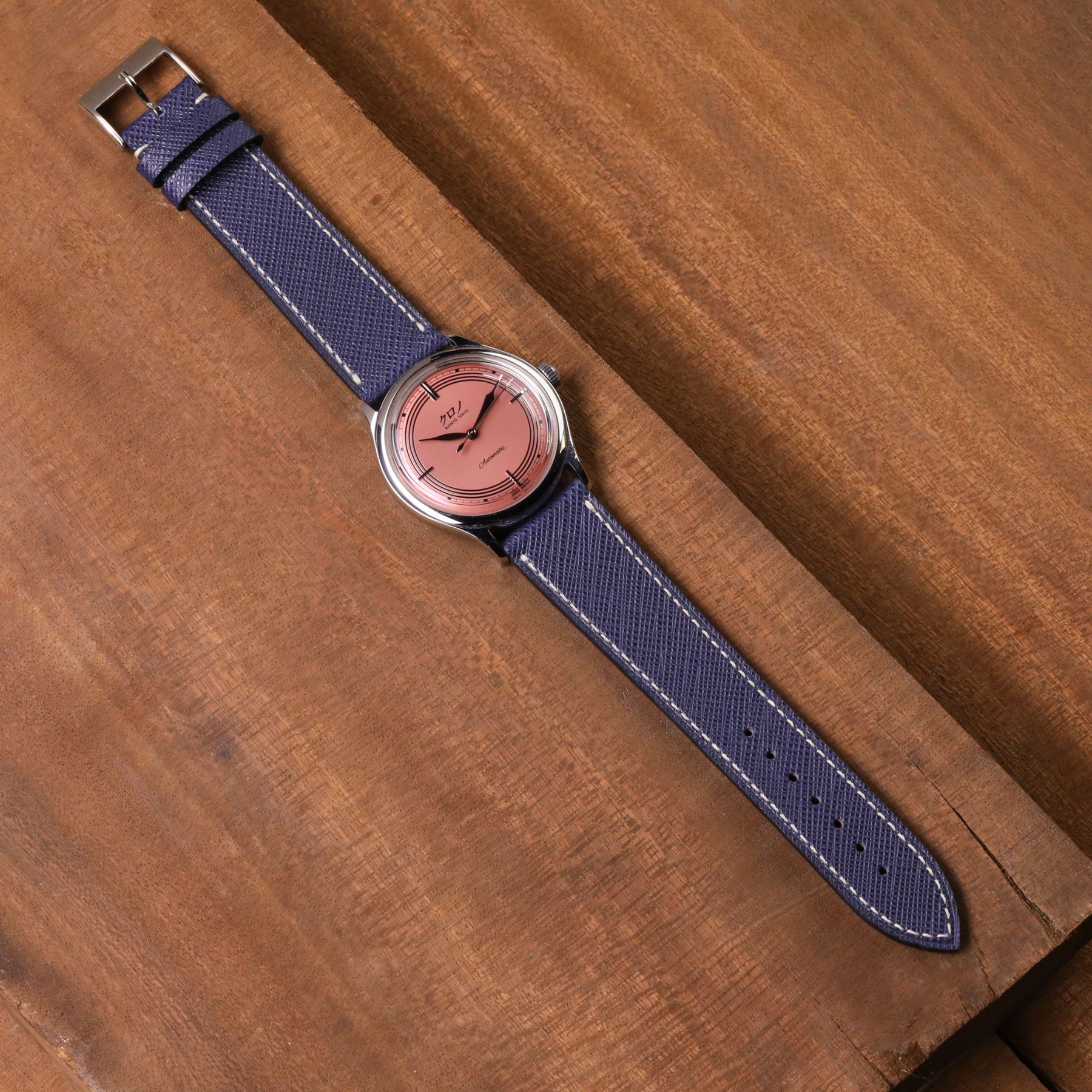 Yacht Club: Blue Saffiano Leather Strap