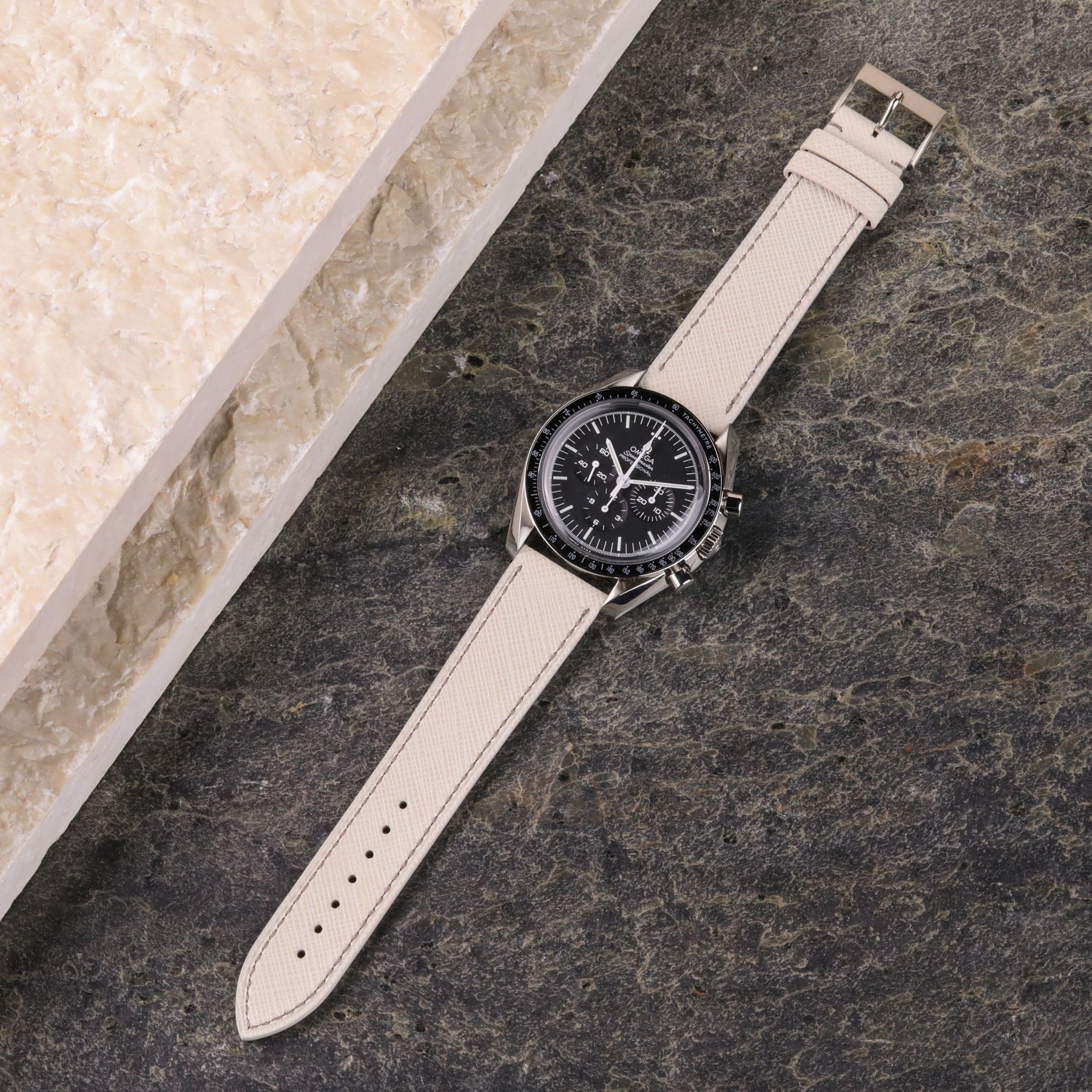 Astronaut: White Saffiano Leather Strap