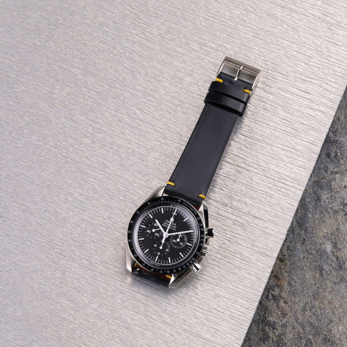 Pantera: Black Cordovan Strap with Yellow Stitchings