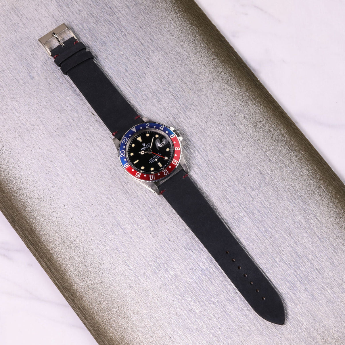 Black Knight: Black Kudu Leather Strap with Red Dots